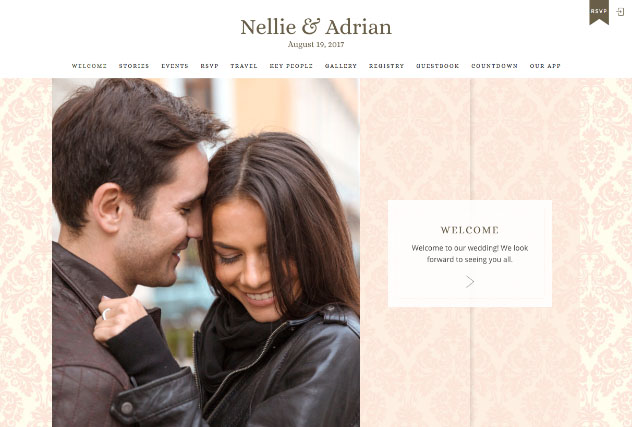 Designer Damask Pink multi-pages website layout
