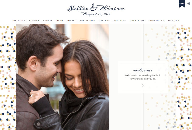 Confetti Blush and Navy multi-pages website layout