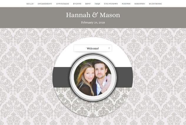 Designer Damask Gray single page website layout
