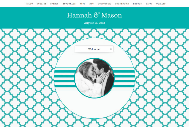 Turquoise Quatrefoil single page website layout