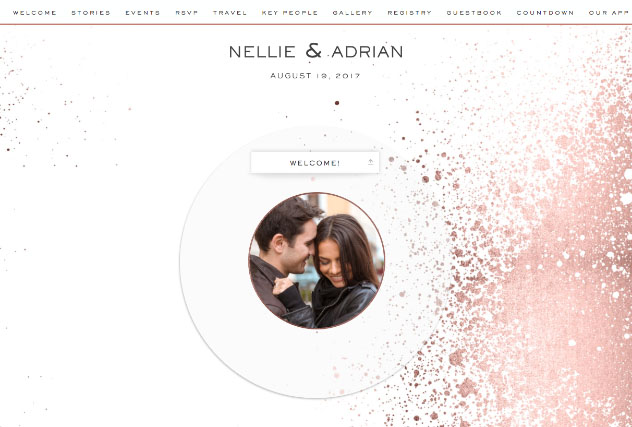 Rosegold Splash single page website layout