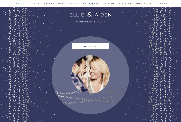 Glitzy String Lights Royal single page website layout