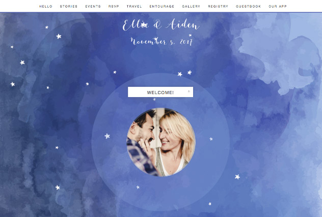 Starry Nights in Watercolor single page website layout