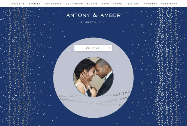 Glitzy String Lights Navy single page website layout