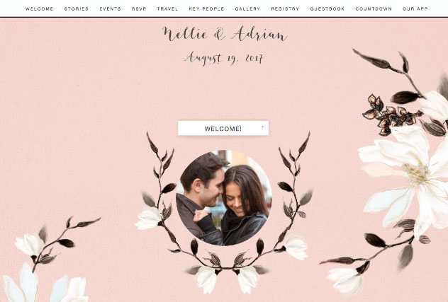 Painted Magnolias - Rose Quartz single page website layout