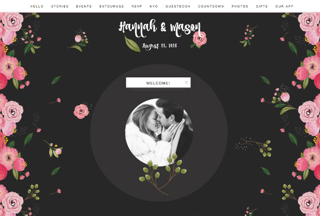 Noir Painted Flowers single page website layout