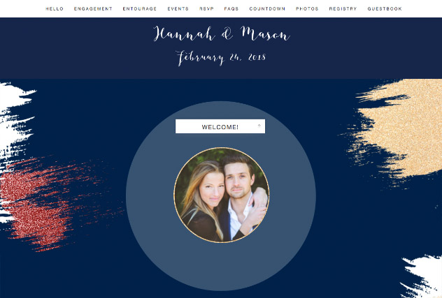 Brushed Glitter - Midnight Blue and Wine single page website layout