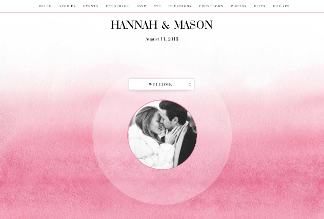 Ombre Blush single page website layout