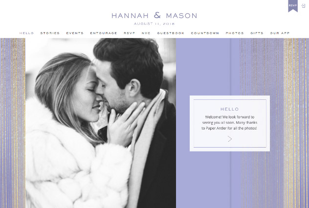 Soft Lilac Spun Gold multi-pages website layout