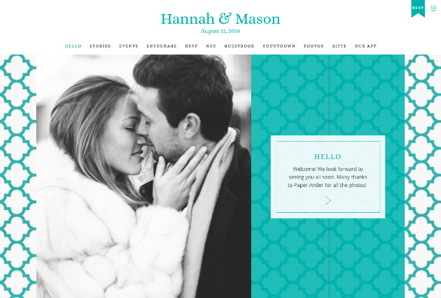 Turquoise Quatrefoil multi-pages website layout