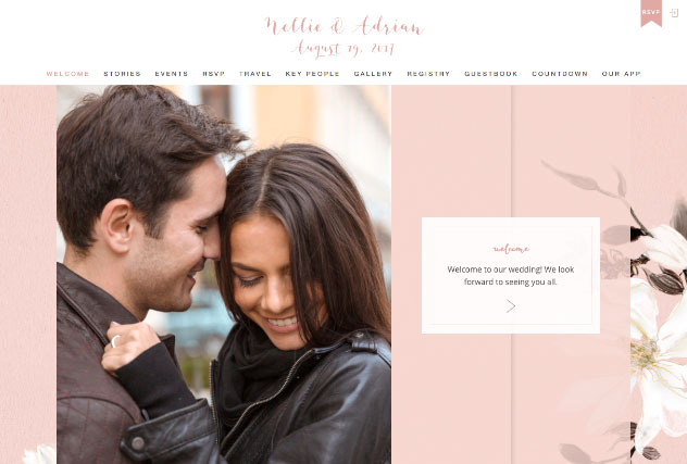 Painted Magnolias - Rose Quartz multi-pages website layout