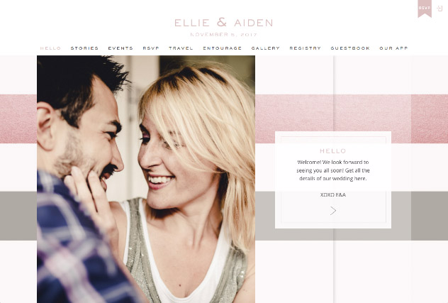 Striped Modern Rose and Grey multi-pages website layout