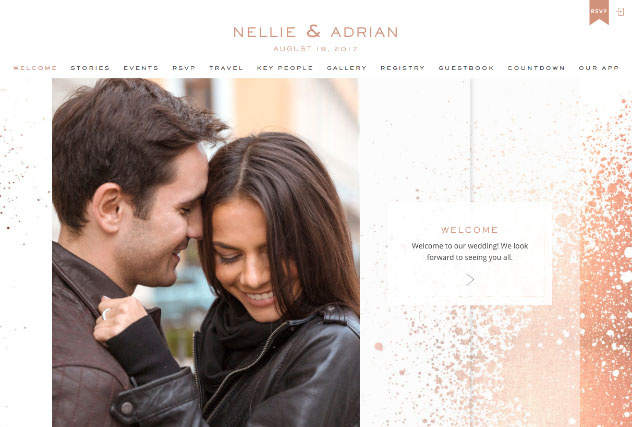 Rose Gold Splashes multi-pages website layout