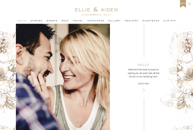 Etched floral white multi-pages website layout