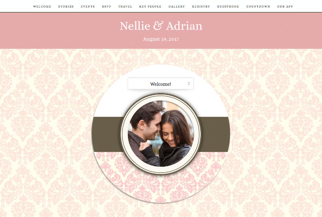 Designer Damask Pink single page website layout