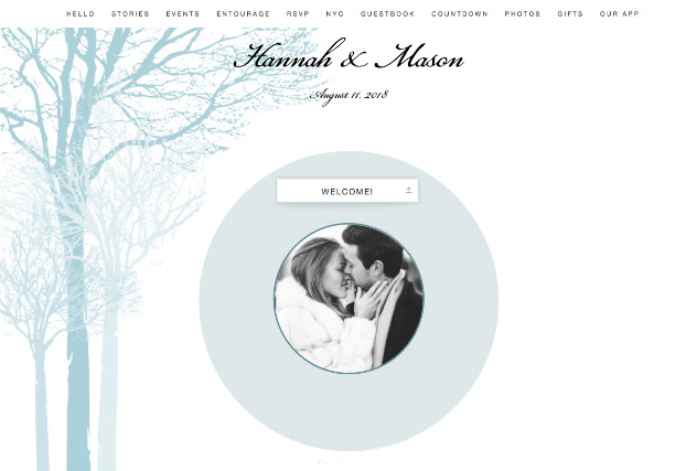 Frosty Trees Blue single page website layout