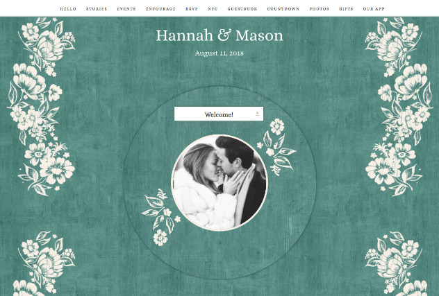 Woodsy Bloom in Blue Jade single page website layout