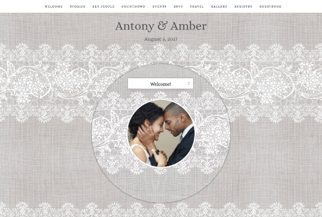Lace & Grey Burlap single page website layout