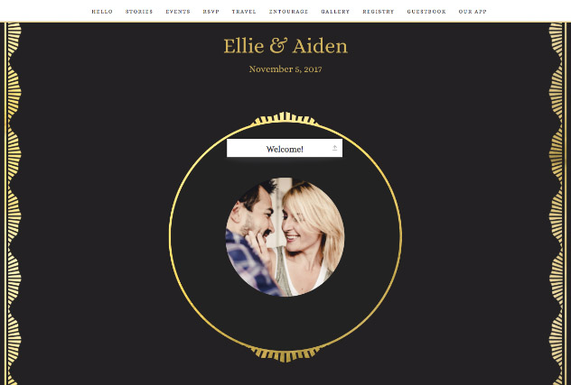 Black Art Deco single page website layout