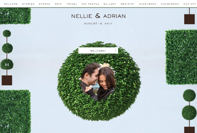 Topiary by Carolina Herrera single page website layout