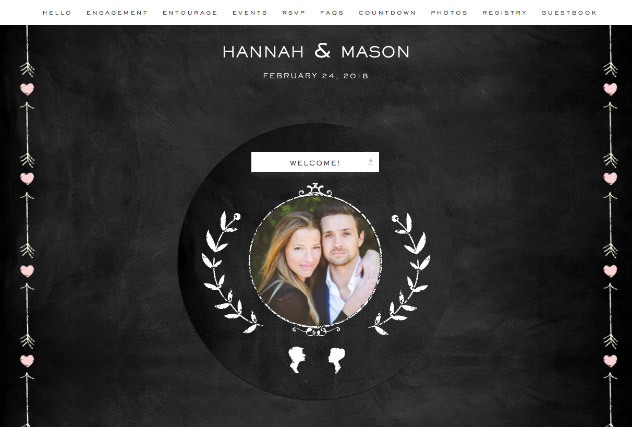 Chalkboard Cameo single page website layout