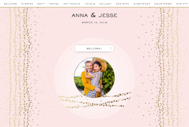 Glitzy String Lights Pink single page website layout