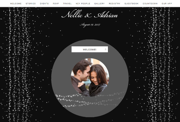 Glitzy String Lights Midnight single page website layout
