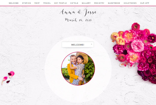 Magenta Blooms single page website layout