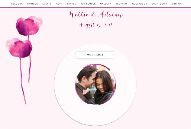 Watercolor Tulips Deep Pink single page website layout