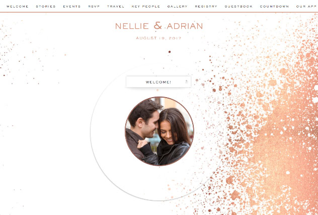Rose Gold Splashes single page website layout