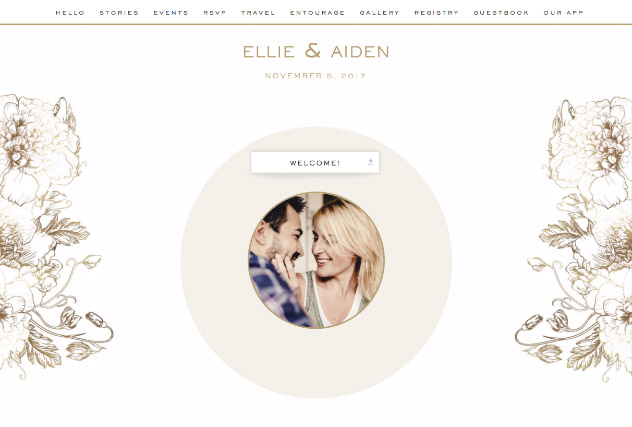 Etched floral white single page website layout