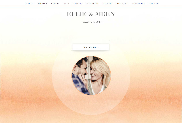 Ombre Peach single page website layout