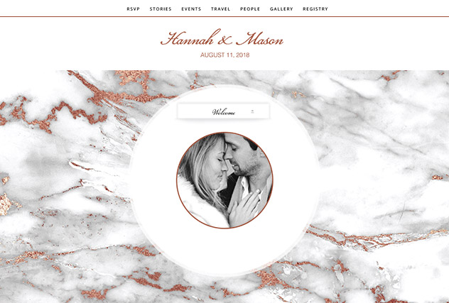 Rosegold Marble single page website layout