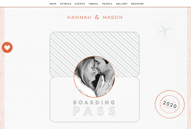 Vintage Boarding Pass Blue 2020 single page website layout